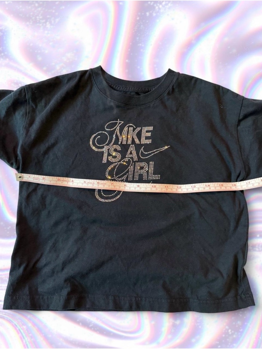 Nike Black Short-Sleeve Tee with Sparkling 'Nike Is A Girl' Graphic - Picture 5 of 6